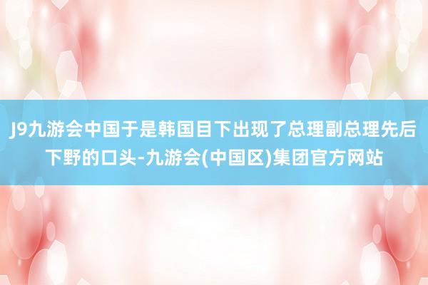 J9九游会中国于是韩国目下出现了总理副总理先后下野的口头-九游会(中国区)集团官方网站