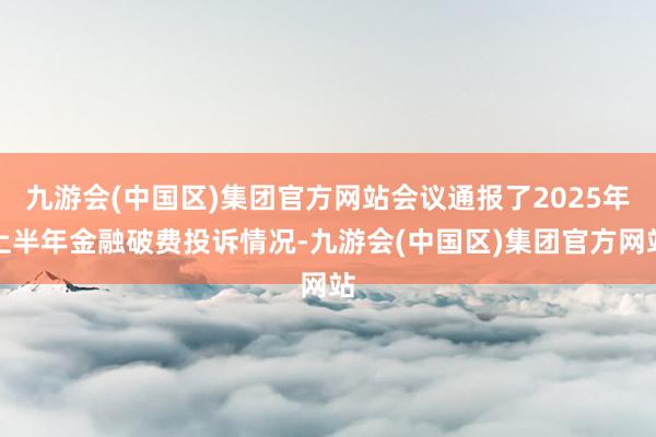 九游会(中国区)集团官方网站会议通报了2025年上半年金融破费投诉情况-九游会(中国区)集团官方网站