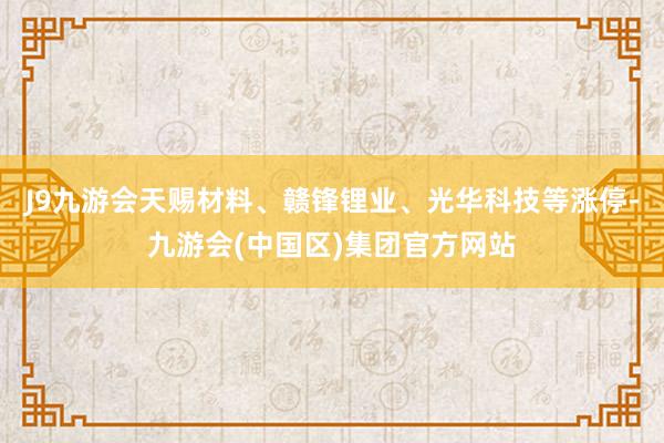 J9九游会天赐材料、赣锋锂业、光华科技等涨停-九游会(中国区)集团官方网站